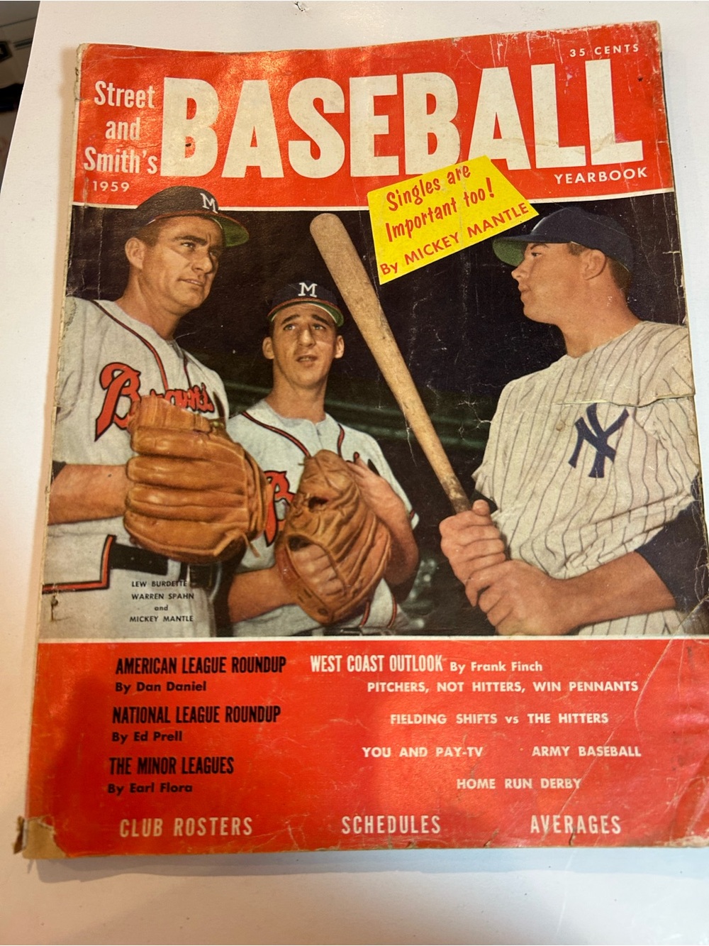 1959 Street and Smith's NEW YORK Yankees MICKEY MANTLE Milwaukee SPAHN Burdette